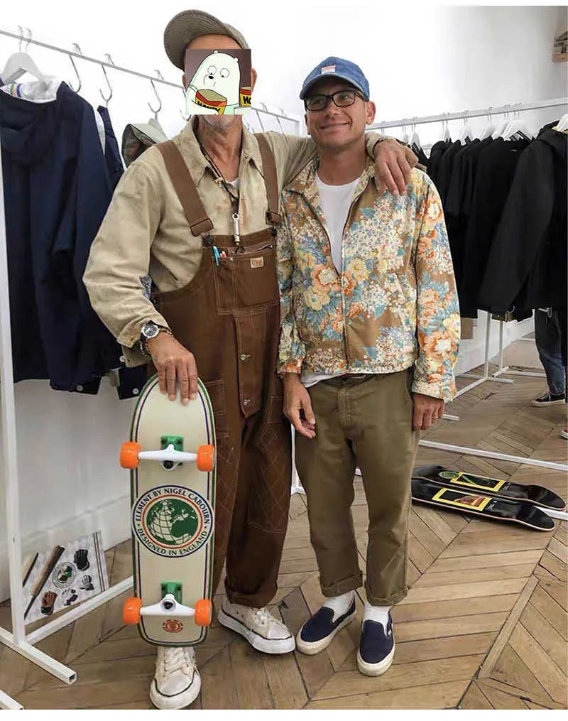 Men's Loose Multi Pockets Cargo Bib Overalls Working Clothing Jumpsuits Jeans Pants Black Military Green Brown T221102_voghion.com
