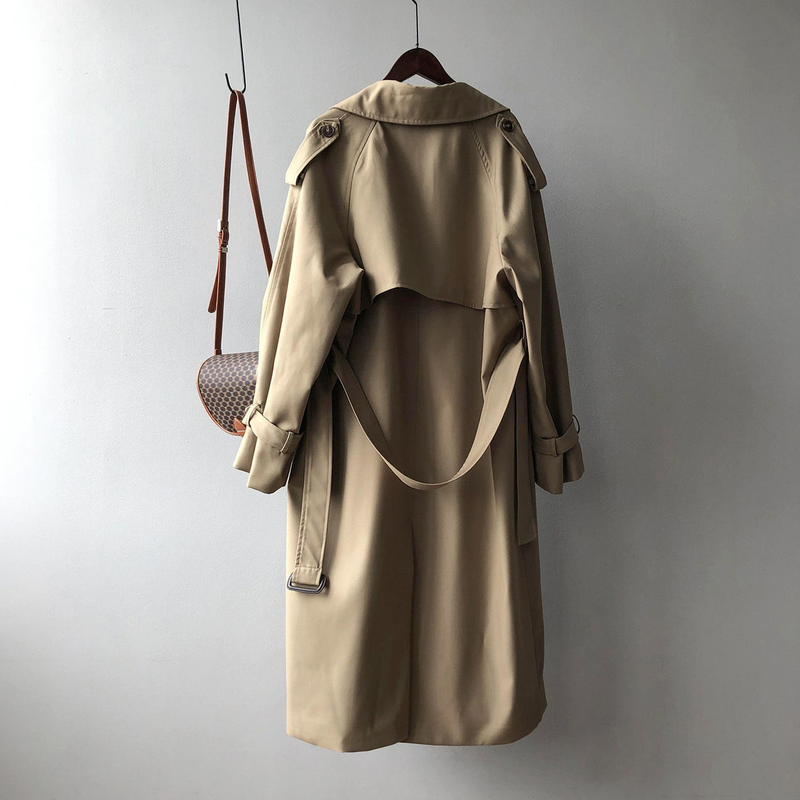 Trench Coat for Women 2023 New In Outerwears Elegant Women's Overcoat Casual Solid Double Breasted Jackets Turn-down_voghion.com