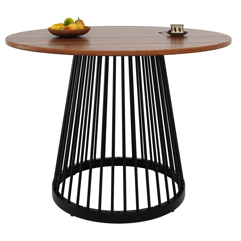 Runder Esstisch 80x76cm Mit Walnussplatte, Schwarze Beine_voghion.com