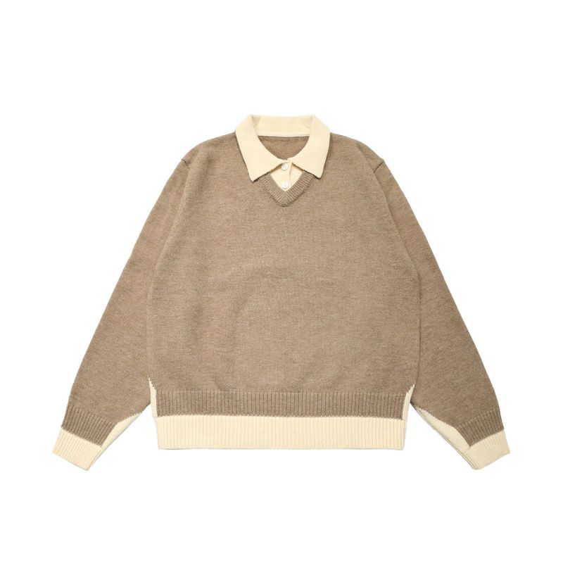 Maglione a collo alto lavorato a maglia in stile coreano antico, semplice, da uomo, autunno 2025, camicia di base in due pezzi_voghion.com