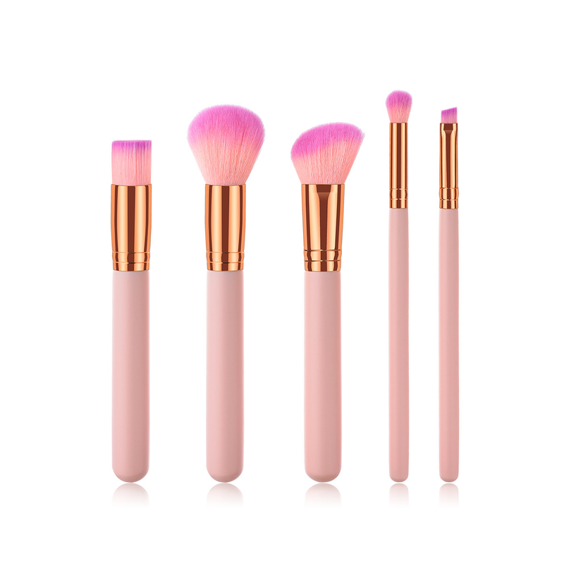 Pennelli per trucco da 5 pezzi, strumenti di bellezza, manico in legno Yuncai, tubo per la bocca, capelli in nylon GUJHUI_voghion.com
