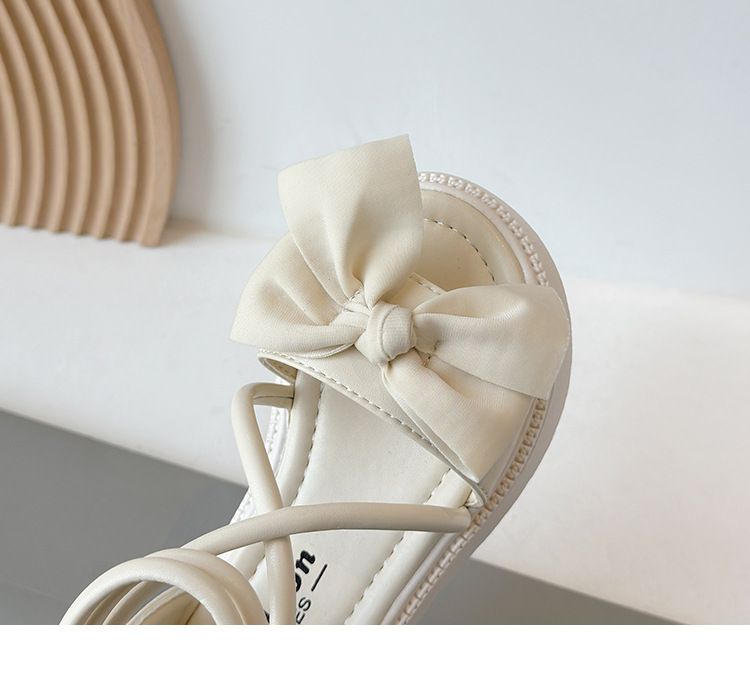 Girls Princess Sandals New Summer Summer Bow Hot Sale Medium And Large Children's Trendy Soft Bottom Roman High Top_voghion.com