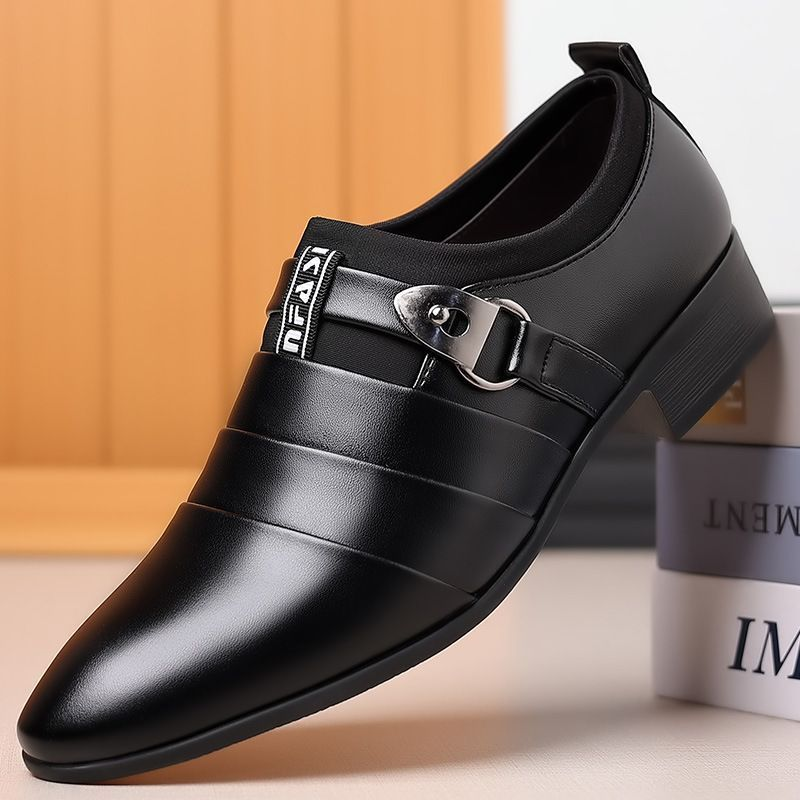 Formelle Oxfords für Herren, Leder, spitze Zehenpartie, bequeme Freizeitschuhe zum Reinschlüpfen_voghion.com