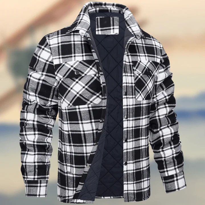 CT 2025 Nuova camicia a quadri spessa con colletto rovesciato a maniche lunghe da uomo_voghion.com