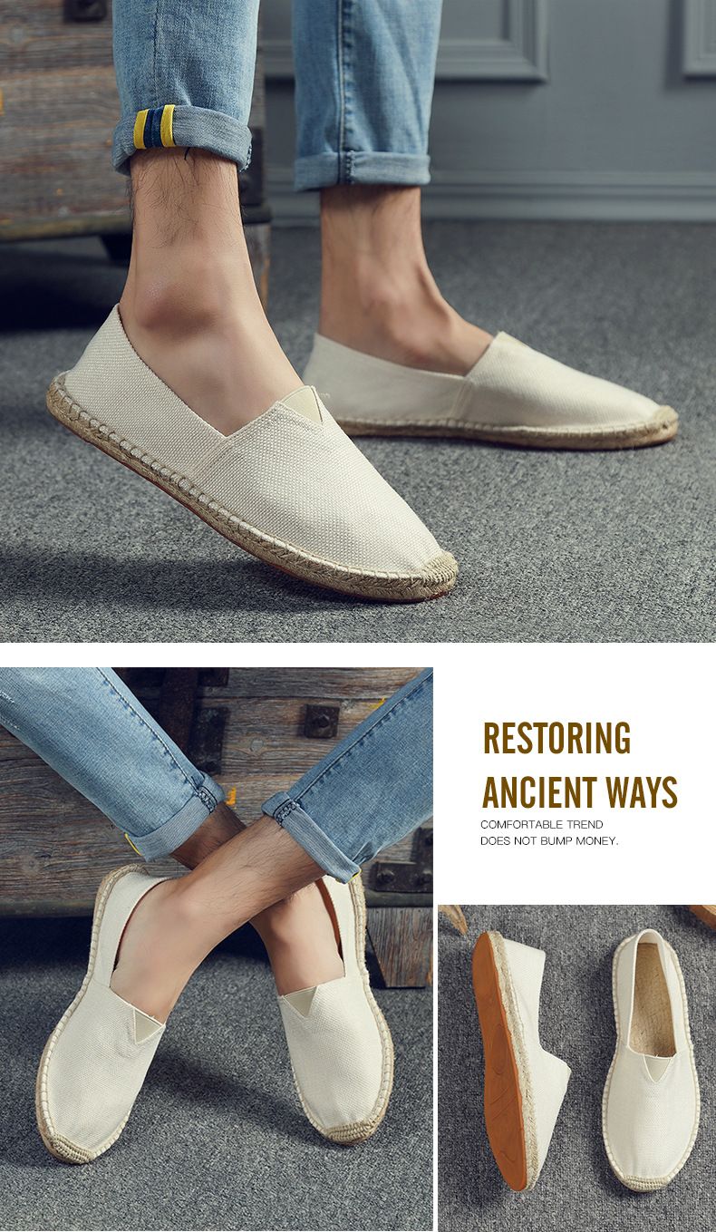 Casual Espadrilles Handmade Fashion Versatile Straw Woven Linen Sweat-Absorbing Breathable Slip-On Lazy Cloth Shoes_voghion.com