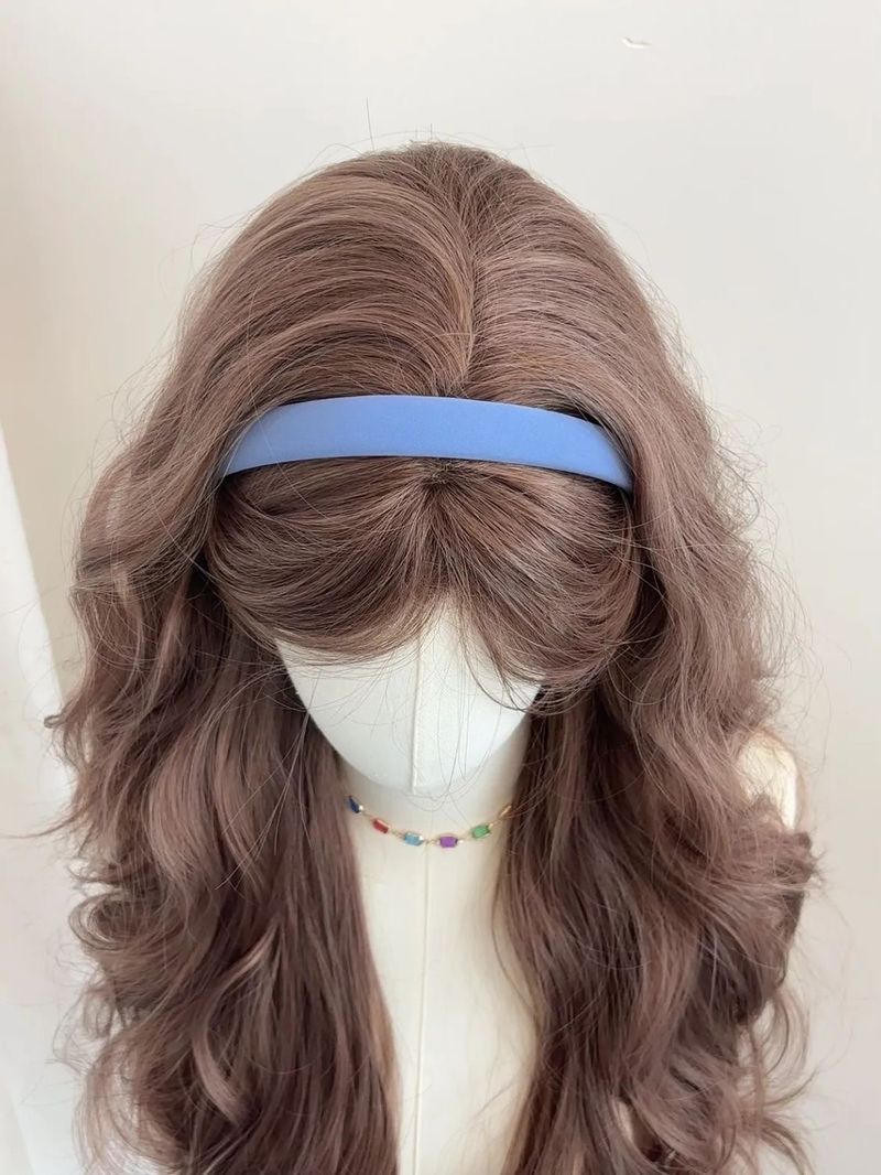 【 Stier 】 Hochwertige, leinenfarbene, große Wellen, langes, lockiges Haar, faule Perücke für Damen, voller Kopf_voghion.com