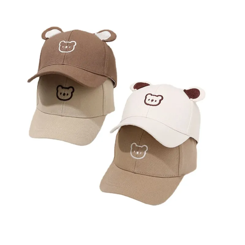 Recién llegados, gorra para bebés, visera para niños y niñas, para exteriores, con cierre trasero, diseño de oso de dibujos animados, gorra de béisbol para niños pequeños, sombreros para el sol de verano para niños_voghion.com