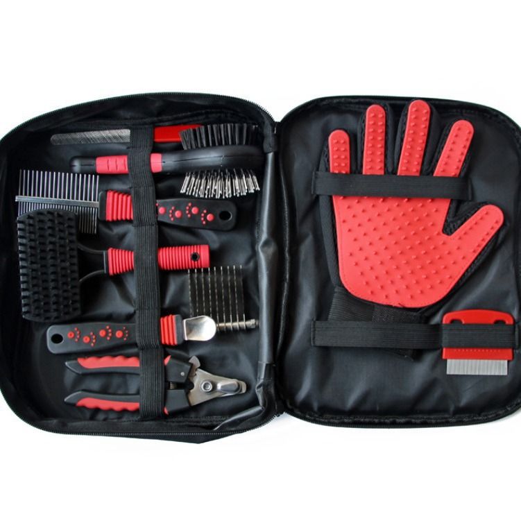 Conjunto de ferramentas de limpeza para luvas de animais de estimação, pente com nó, escova para remoção de pelos, cuidados com pelos, gato, cachorro, tosa, cortador de unhas, lima_voghion.com