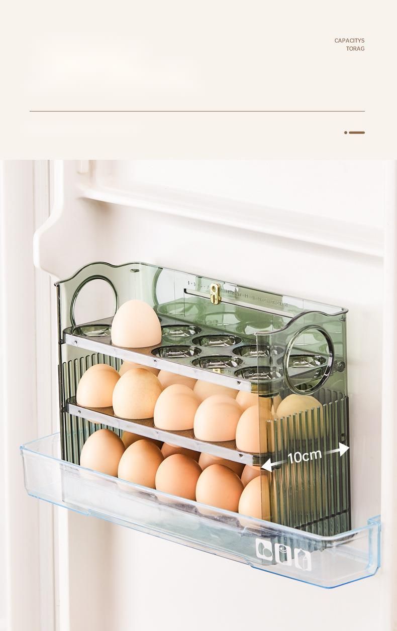 Automatic Flip Refrigerator Side Door Rack Kitchen-Specific Tray Storage Artifact Duck Egg Box_voghion.com