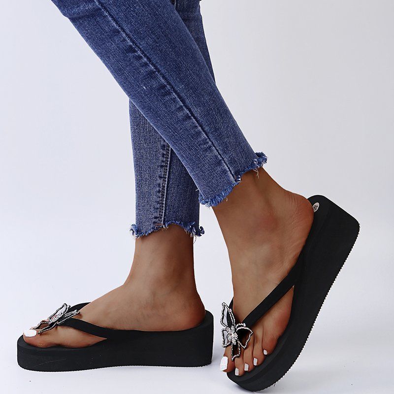 Sandali con doppia punta e fondo spesso alla moda, grandi dimensioni, farfalla, rinoceronte, piatto, da donna, Drag_voghion.com