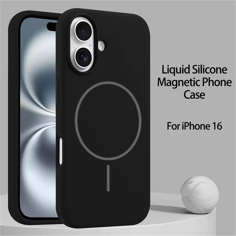 Stoßfeste Flüssigsilikonhülle für iPhone 16 15 14 11 13 12 Pro Max Plus magnetische kabellose Ladeabdeckung_voghion.com