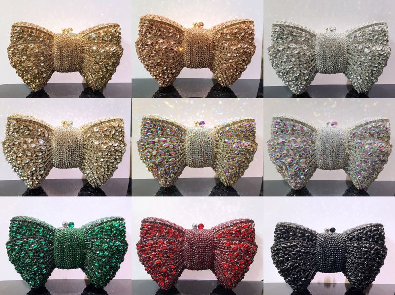 Bow teemant õhtukott banketi kleit strassikivist käekott Uus Bow Clutch rahakott_voghion.com