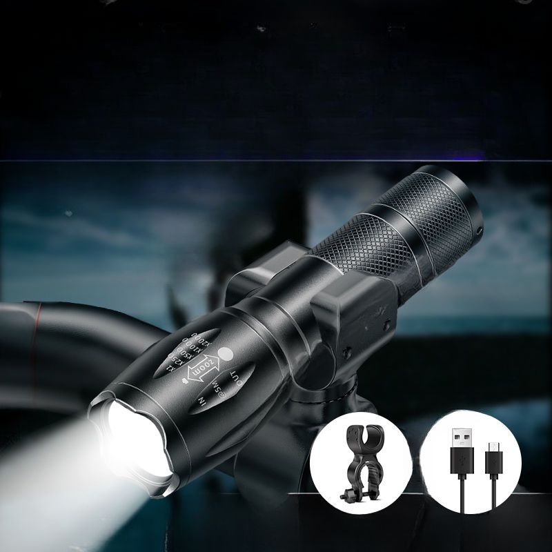 LED-Fahrrad-Nachtfahrt-Front-Taschenlampe, superhell, starkes Licht, wiederaufladbar, für den Außenbereich, Dual-Purpose-Fahrradausrüstung_voghion.com