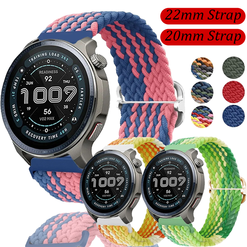 Cinturino intrecciato in nylon da 22 mm e 20 mm per Balance 2-1/Bip 6-5, cinturino sportivo per Amazfit GTR 47 mm/Gtr 4-3/Gts/Active 2_voghion.com