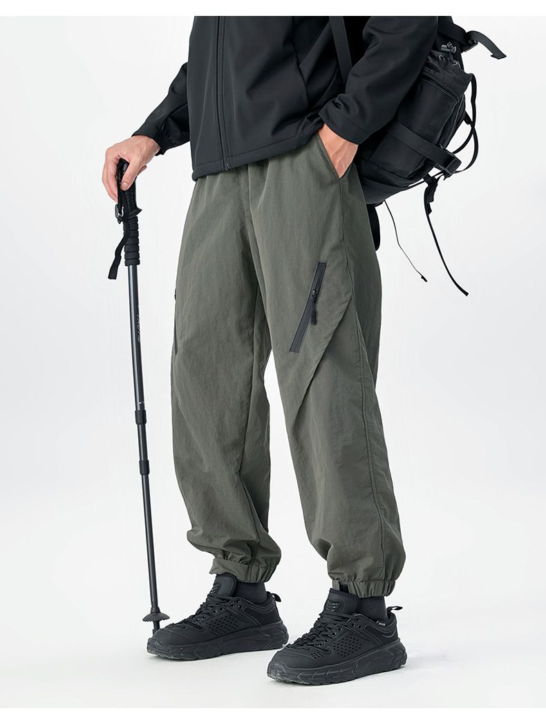 Dicke, trendige Cargohose mit schmalen Füßen für Herren – schmal geschnittene Jogginghose mit elastischer Taille und mehreren Taschen für Streetwear und Outdoor_voghion.com