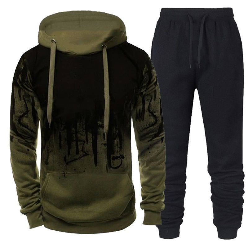 Herbst Winter Trend Trainingsanzüge Männer Camouflage Hoodie + Hose 2 Stück Set Sport Tragen 3d Tinte Jogging Anzüge_voghion.com