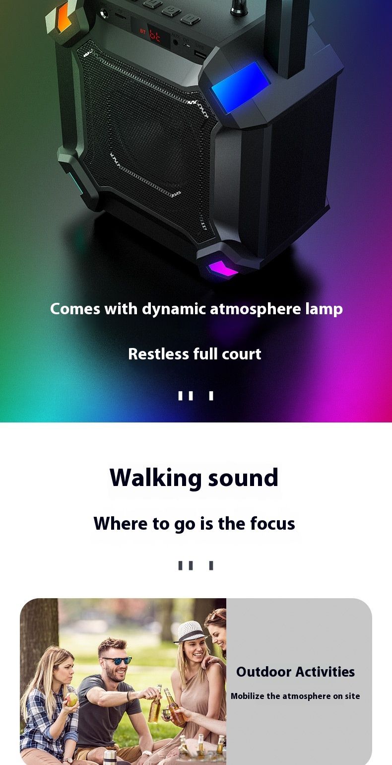 T2 Bluetooth bærbar Square Dance Fashion farverig lyshøjttaler_voghion.com