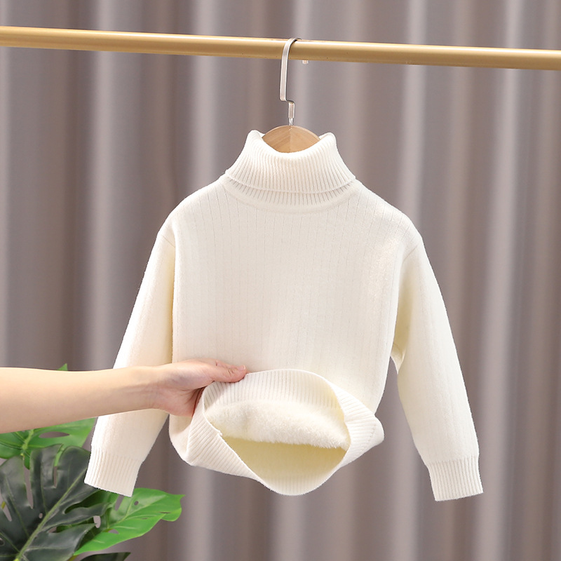 Kanner Nerz Pelzmantel Jongen a Meedercher Baby Mat Fleece Base Mantel Turtleneck Pullover Warm_voghion.com