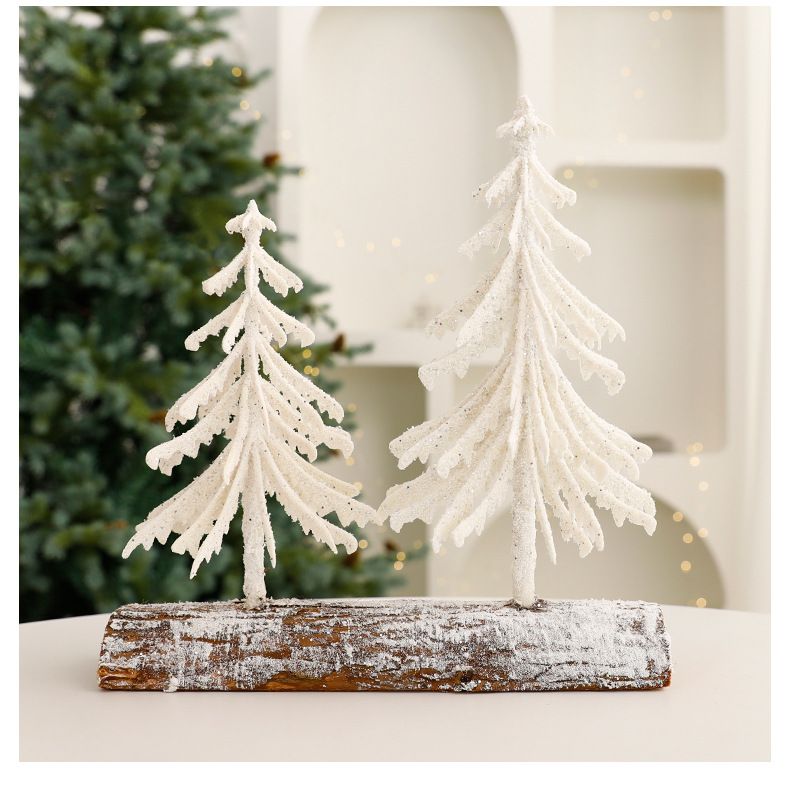 Christmas Mini Tree Ornaments European Creative White Desktop Tree Decorations_voghion.com