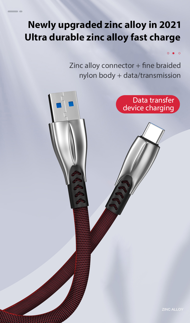 5A40W Zinc alloy fast charging cable C-type USB mini cable suitable for Samsung Xiaomi Huawei mobile phone accessories_voghion.com