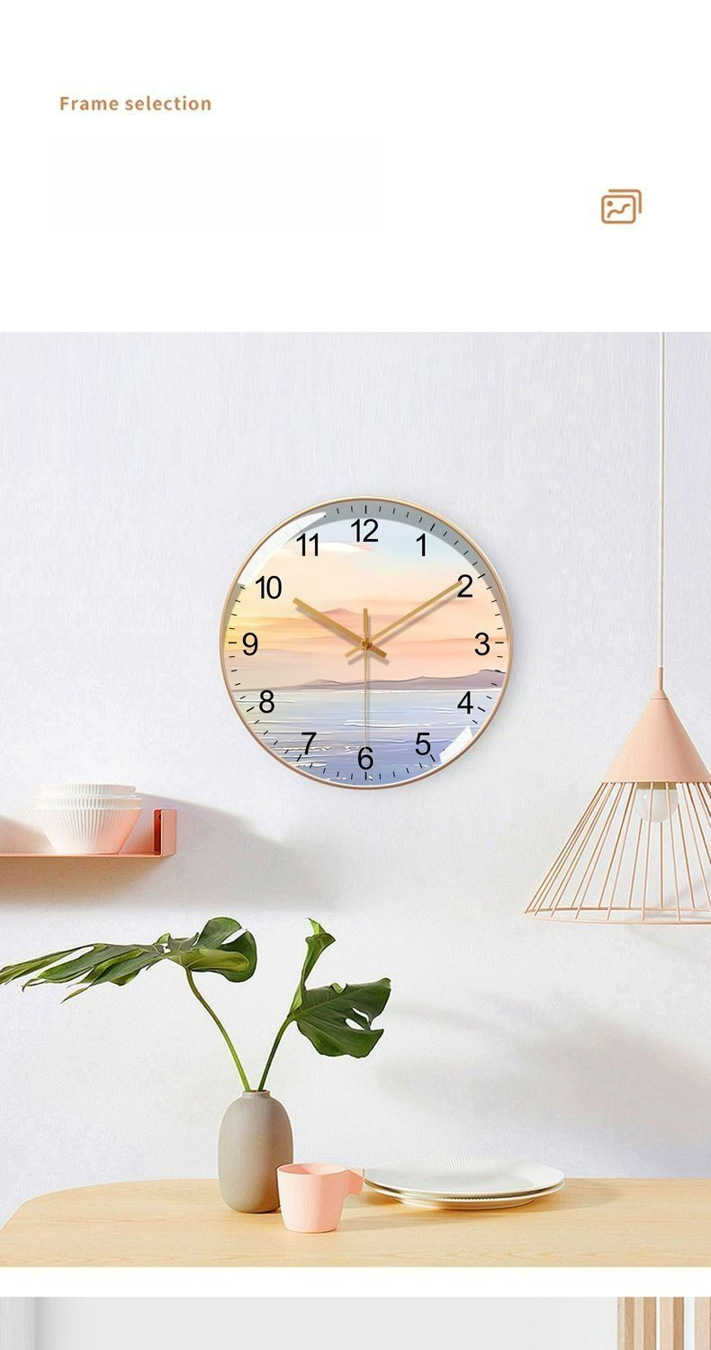 Light Luxury Radio-Controlled Wall Living Room Modern Minimalist Home Fashion 2025 Round Clock Wall-Mounted Landscape_voghion.com