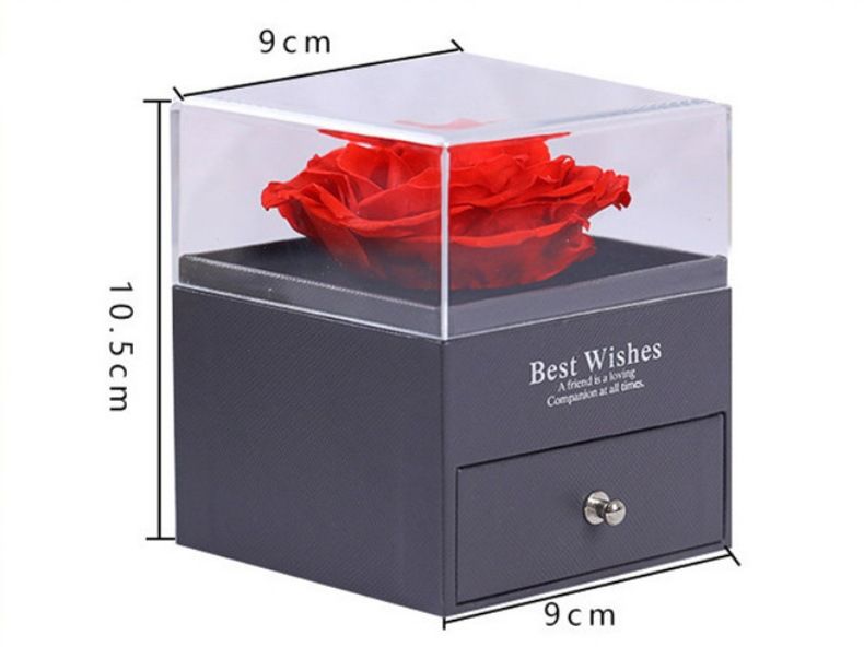 Ewige Rose echte Blume Schublade Halskette Ring Geschenkbox Muttertag Valentinstag Geschenk getrocknete Blume ewige Blume Schmuckschatulle_voghion.com
