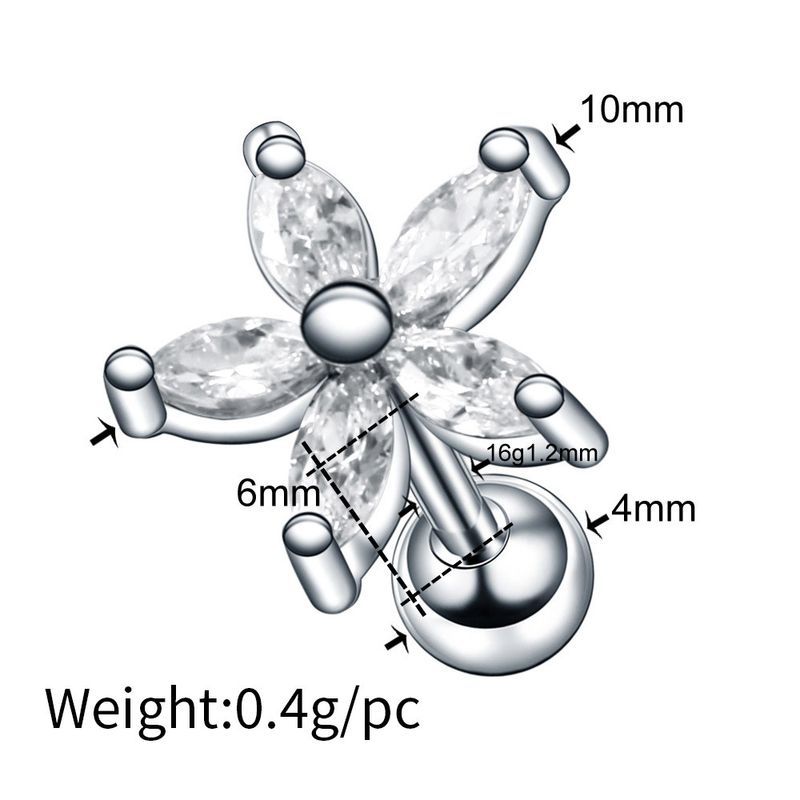 Nuovo chiodo per orecchio in acciaio inossidabile con stella a cinque punte, cuore di pesca, croce con micro-intarsi in zircone, vite a sfera, gioiello da forare_voghion.com