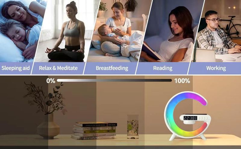 Big G6 Colorful Clock Light Bedhead Wireless Charging Bluetooth Speaker Multi Functional Bluetooth Audio_voghion.com