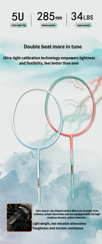 Articolo più venduto Racchetta singola da badminton per adulti Lightning Strike Super Heavy 5U in fibra di carbonio, speciale per competizioni_voghion.com