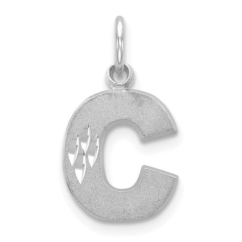 14KW Satin Diamond-cut Letter C Initial Charm_voghion.com
