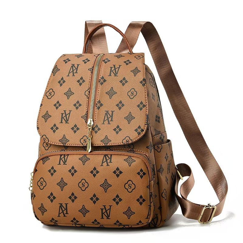 Stylish Large Capacity Women's Backpack With Multiple Compartments, Lightweight PU Material, Travel & Daily Use Stylish Large Capacity Travel Backpack_voghion.com