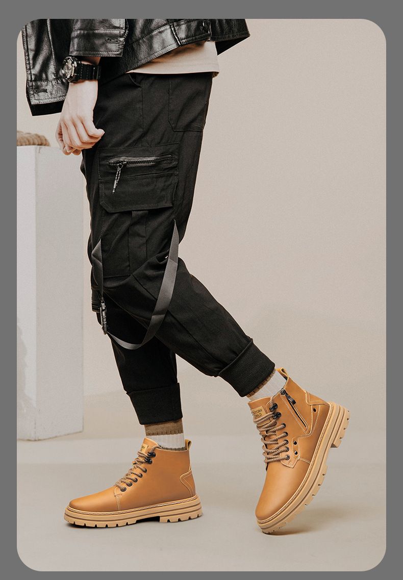 Stivali Martin alti con lavorazione a vento, interno invisibile, suola spessa, stivali da uomo_voghion.com