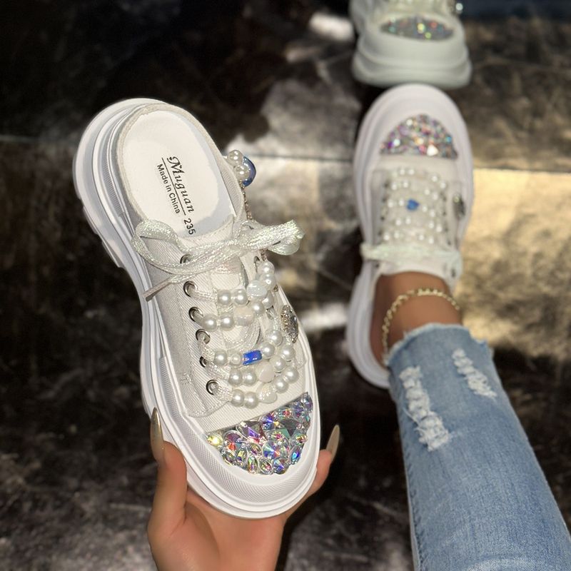 Women's Plus Size Summer 2025 Casual Sneakers - Breathable Lace-Up Slip-On Shoes With Mid Heel For Comfort & Style_voghion.com