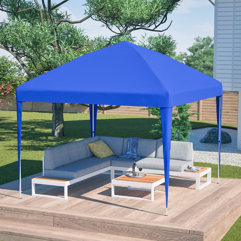 Pavillon 3 x 3 m, tonnelle de jardin étanche et réglable en hauteur, avec 4 sacs de sable et sac de transport (bleu)_voghion.com