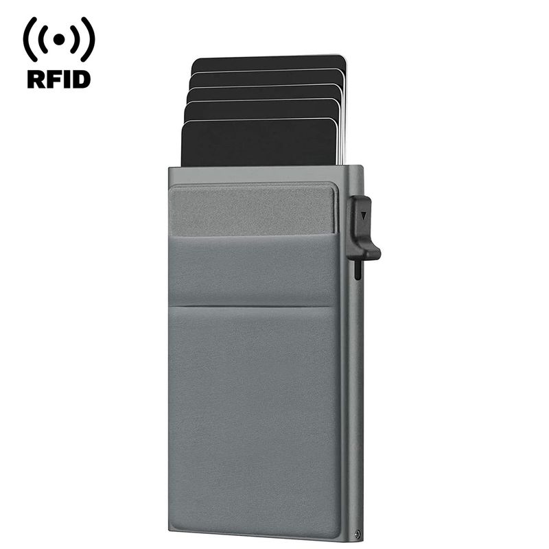 Kortfodral Multifunktionellt kontantklämma Kreditkortsfodral Rfid Sidotryck Stöldskyddande borste Multikortsväska Metallväska Aluminiumlegering Kortlåda_voghion.com