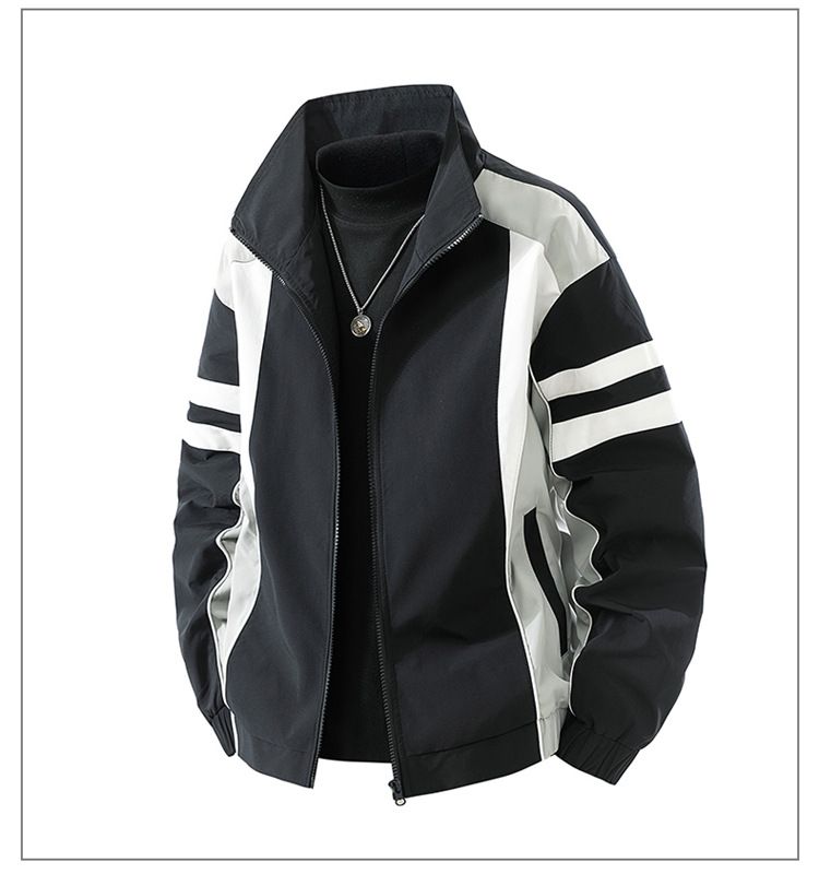 Inspiriertes Herbst-Set aus Jacke und Hose für Teenager – trendiges Streetwear-Outfit für Highschool- und College-Studenten (M-3XL, Marineblau/Schwarz/Weiß)_voghion.com