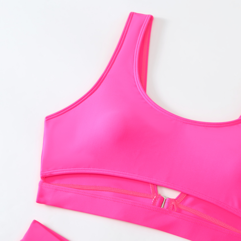 Maillot de bain deux pièces sexy taille haute couleur unie_voghion.com