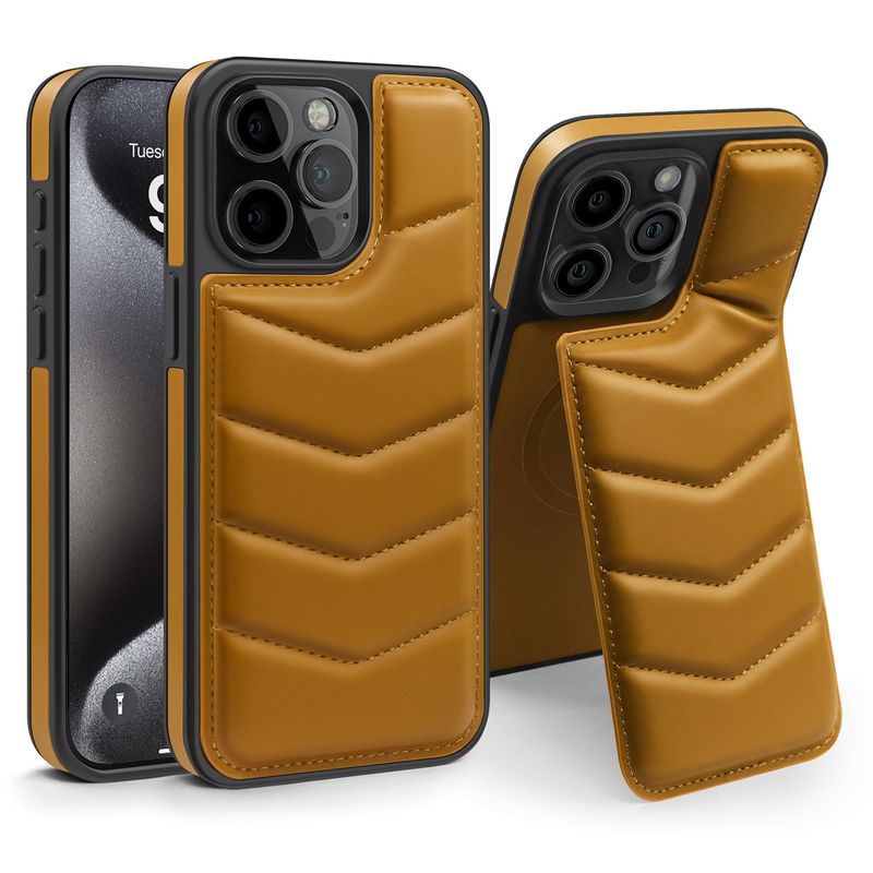 Custodia magnetica in pelle premium per iPhone 16/15/14 - Custodia portafoglio business con supporto nascosto e protezione RFID_voghion.com