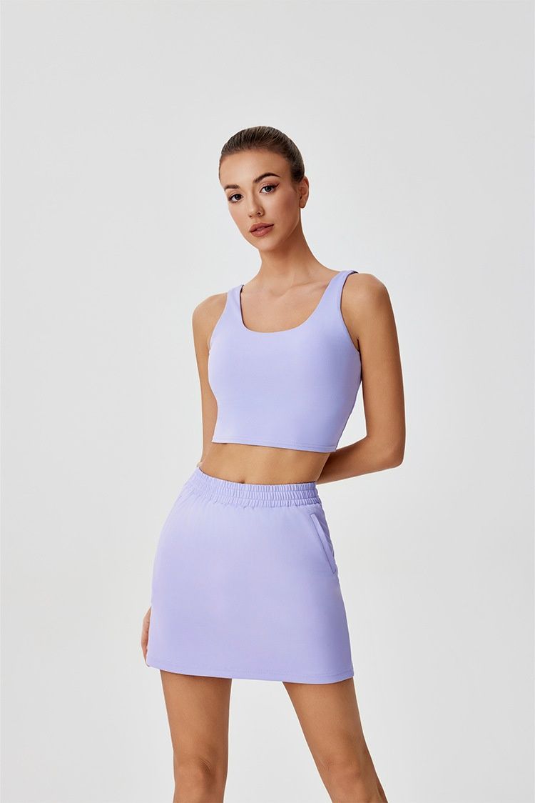 001 Cross-Border New Outdoor Tennis Anti-Exposure Quick-Dry Pocket Half Skirt Hollow Out Backless Sports Vest For Women_voghion.com