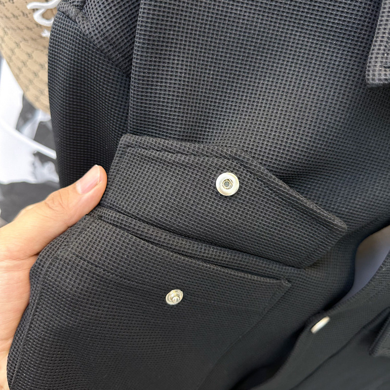 Men's Clothing new style jacquard simple jacket casual shirt outerwear workwear men's casual shirt trend B1CHD3104_voghion.com