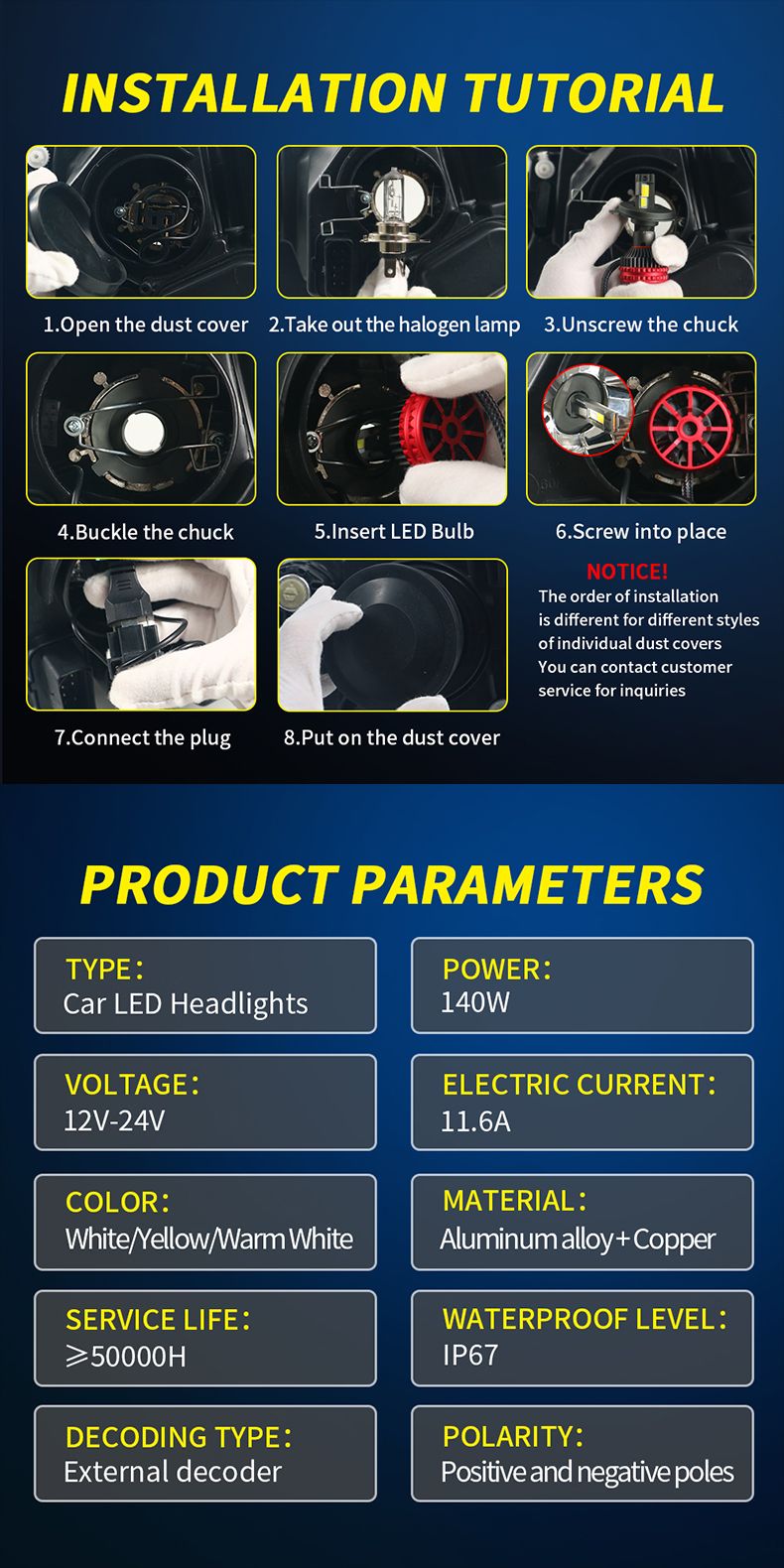 Lampadine per fari a LED H4 180W 22600LM 9005 9006 H1 H11 3570 Chip Canbus Abbaglianti Anabbaglianti Fendinebbia per Auto 6000K 12V_voghion.com