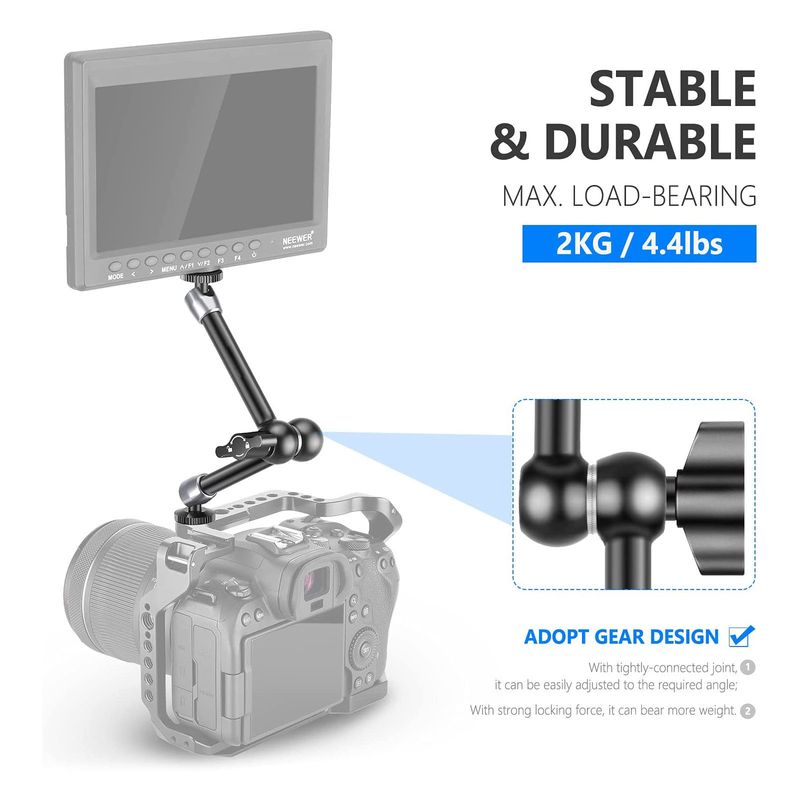 Bras magique à friction de 5,9/9,8 pouces avec deux vis filetées de 1/4 pouce pour flash, lumière LED, microphone, moniteur, super pince_voghion.com