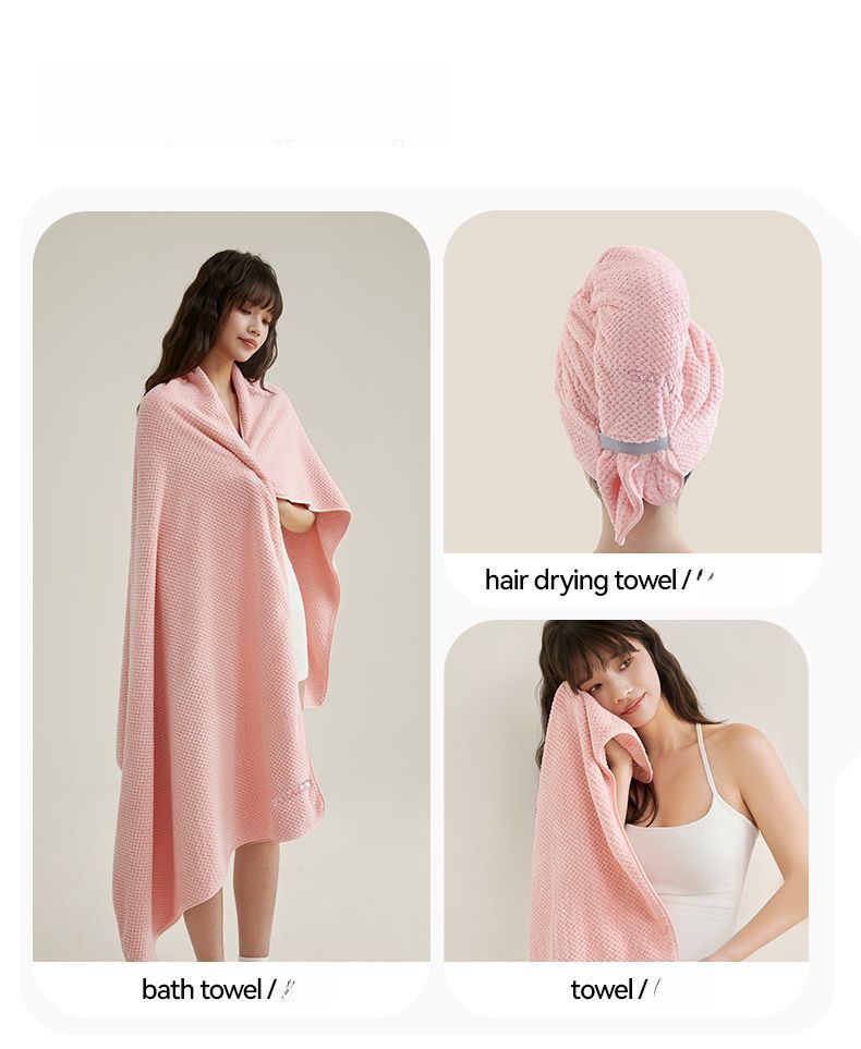 Sanli 10A Antibacterial Hair Drying Cap Three-Piece Set For Home Use Women Quick-Dry Absorbent Bath Towel Non-Shedding_voghion.com