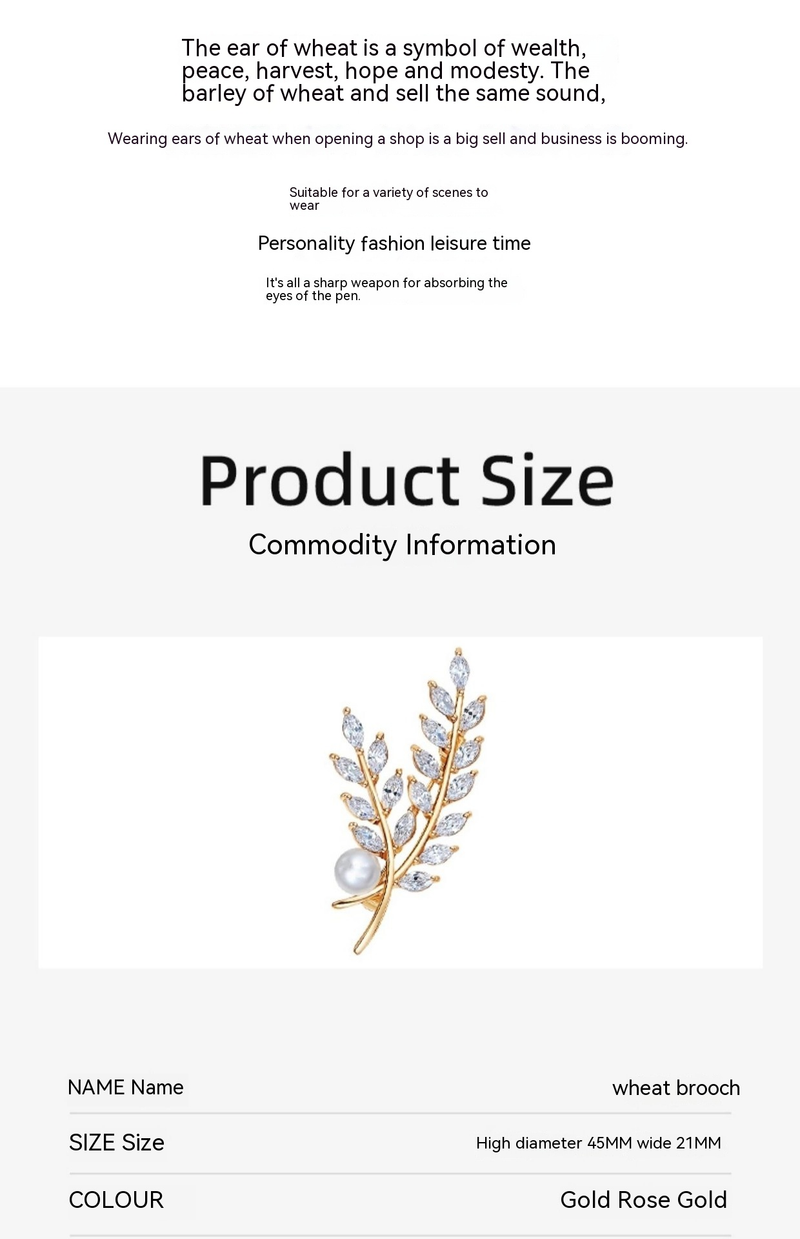 Crystal Glass Horse Eye Wheat Ear Brooch High-end Exquisite and Simple New Pearl Brooch Versatile Chest Flower Suit Women's Accessories_voghion.com
