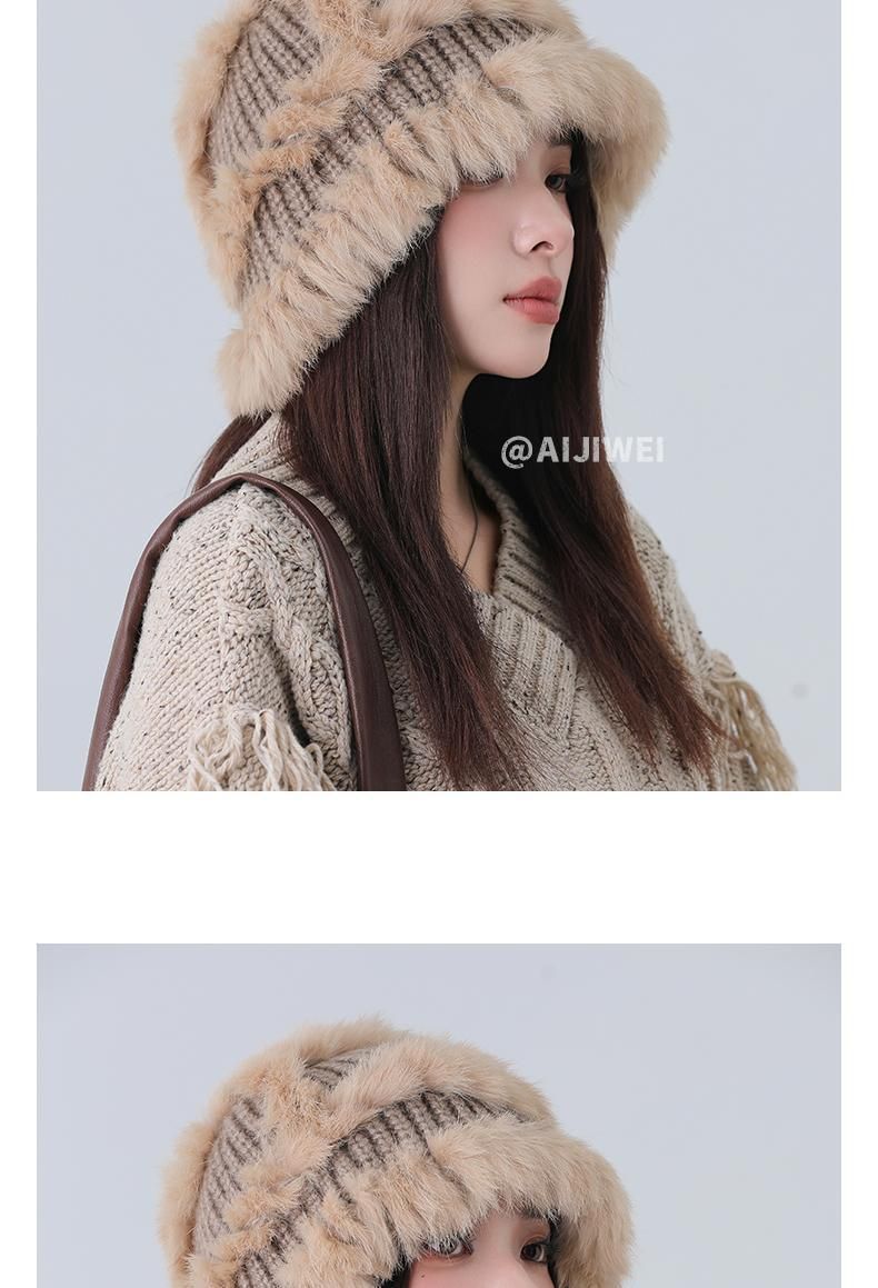 Rabbit Hair Knitted For Women In Autumn And Winter, Warm Woolen Hat, Cold Resistant Plush Bun, Small Fur Fisherman's Hat_voghion.com