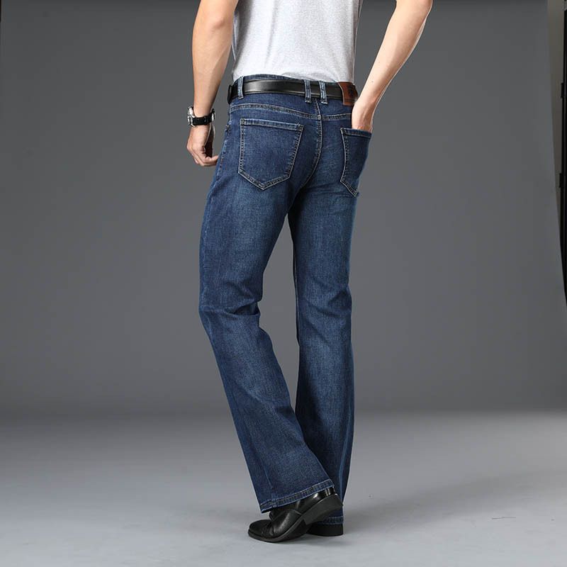 Premium Products Men's High Waisted Elastic Loose Flared Jeans Wide Leg Pants_voghion.com