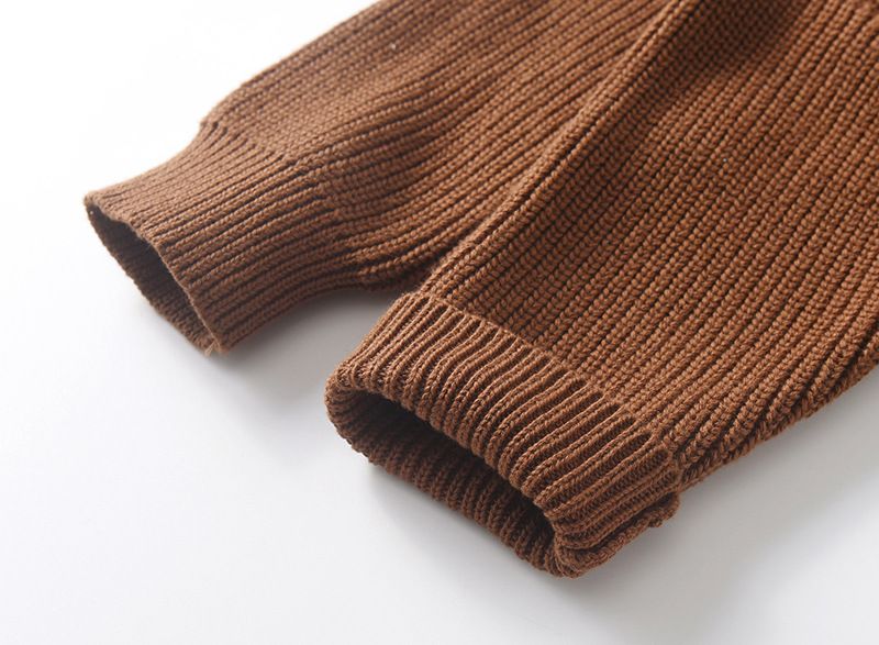 Pull d'hiver en tricot brodé à la main pour bébés et tout-petits – Motif bicolore en coton biologique (66 cm-130 cm, 6 couleurs)_voghion.com