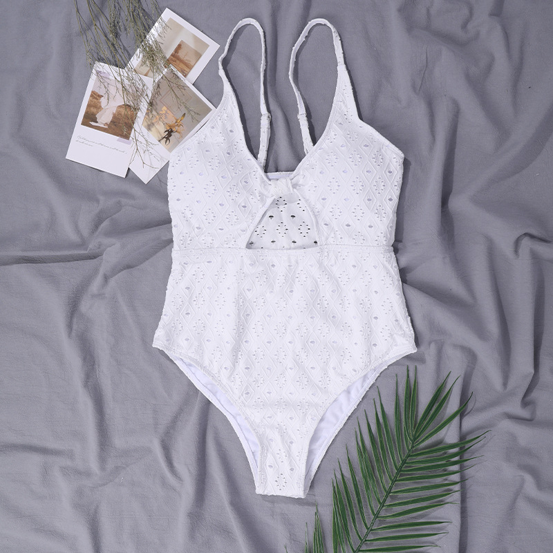 Maillot de bain une pièce pour femmes, couleur unie, ajouré, style européen et américain, avec coussinet de poitrine, sexy, moulant, dos nu_voghion.com