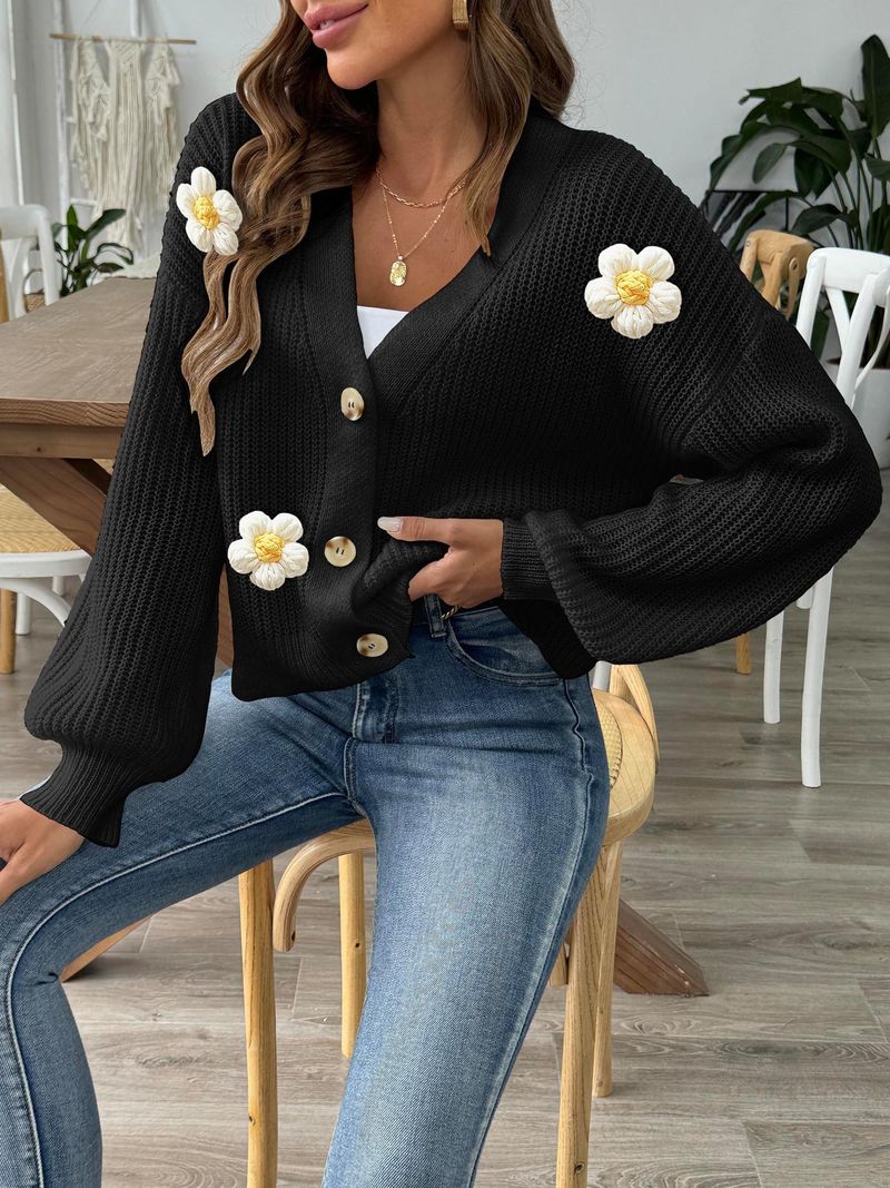 GraceChic GraceChic GraceChic Grenzüberschreitende Kleidung im europäischen und amerikanischen Stil Herbst Winter Handgehäkelter Patchwork-Strickpullover für Damen Kurz_voghion.com