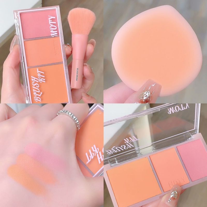 MOTY dreifarbiges Rouge-Püree-Rouge-Puder ist zart und einfach zu handhaben, um die Farbe und Vitalität des Mädchens zu zeigen, tragbar und günstig_voghion.com